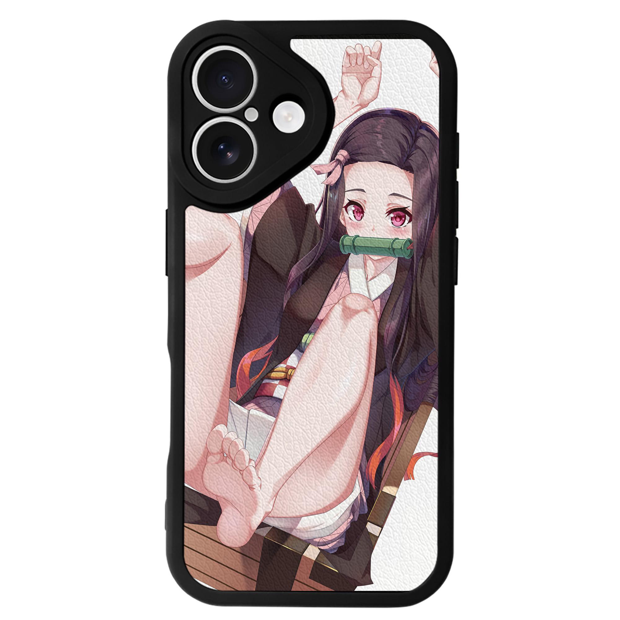 （画像用） 鬼滅の刃（きめつのやいば）竈門 禰󠄀豆子／かまど ねずこ Kamado Nezuko 【iPhone 16シリーズ対応】シリコンスマホケース（レザー調） 材質：シリコン
